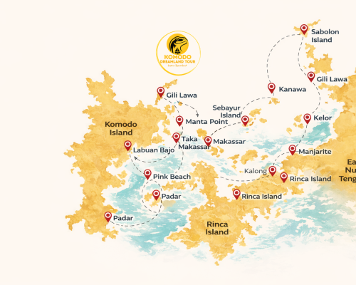 Komodo Shared Trip 3 Days 2 Nights – Group Boat Tour from Labuan Bajo map KOmodo national park